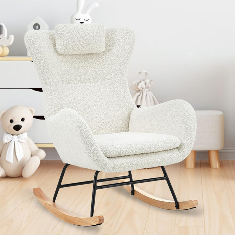 Corrigan Studio Teddy Upholstered Rocking Chair Comfy Glider